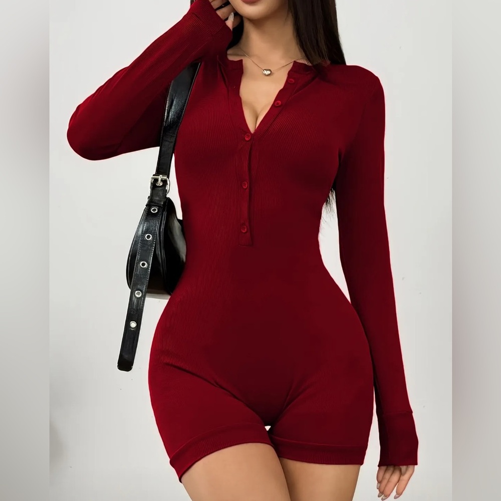 Ribbed Burgundy Bodysuit XS